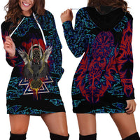 Odin Raven Viking Hoodie Dress with Valknut and Runes Norse Mythology and Magic Tribute - Wonder Print Shop