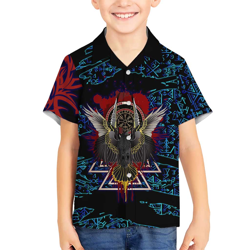 Odin Raven Viking Kid Hawaiian Shirt with Valknut and Runes Norse Mythology and Magic Tribute - Wonder Print Shop