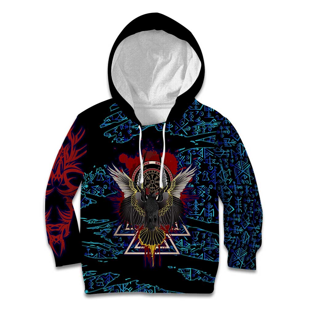 Odin Raven Viking Kid Hoodie with Valknut and Runes Norse Mythology and Magic Tribute - Wonder Print Shop