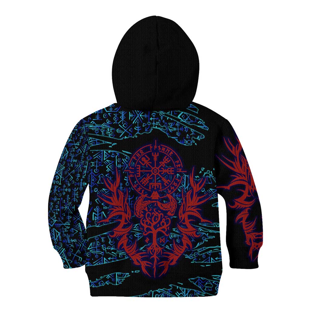 Odin Raven Viking Kid Hoodie with Valknut and Runes Norse Mythology and Magic Tribute - Wonder Print Shop