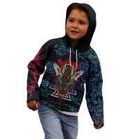 Odin Raven Viking Kid Hoodie with Valknut and Runes Norse Mythology and Magic Tribute - Wonder Print Shop