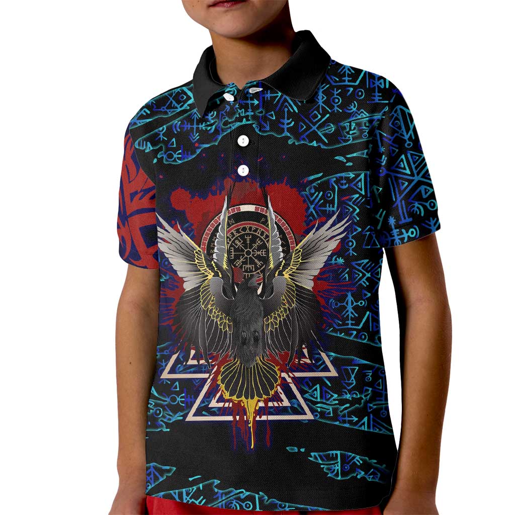 Odin Raven Viking Kid Polo Shirt with Valknut and Runes Norse Mythology and Magic Tribute - Wonder Print Shop