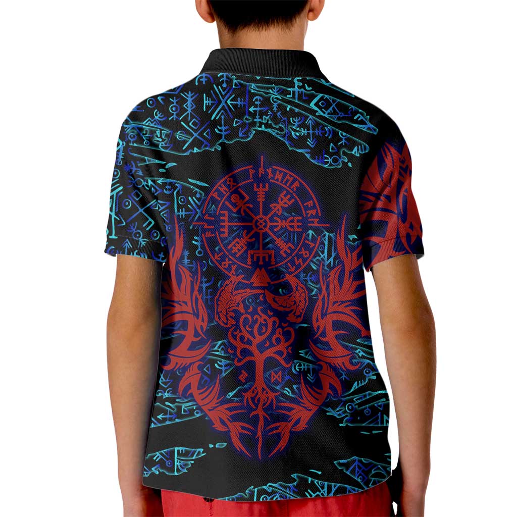 Odin Raven Viking Kid Polo Shirt with Valknut and Runes Norse Mythology and Magic Tribute - Wonder Print Shop