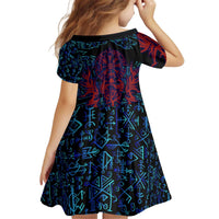 Odin Raven Viking Kid Short Sleeve Dress with Valknut and Runes Norse Mythology and Magic Tribute - Wonder Print Shop