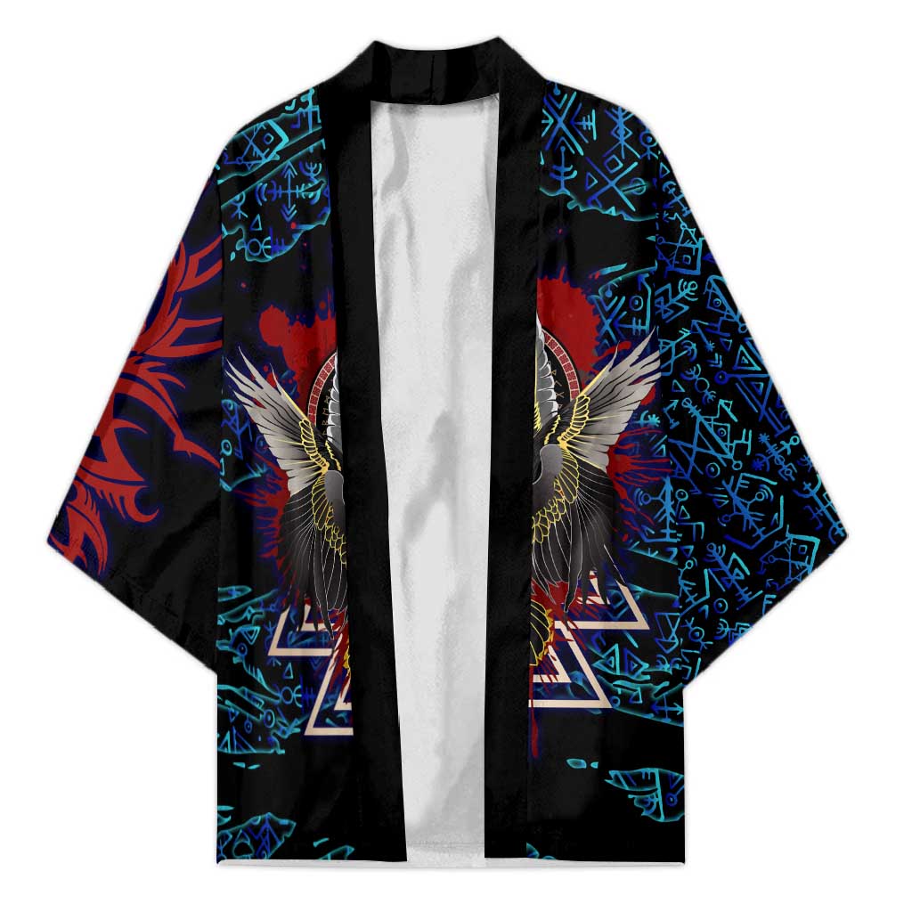 Odin Raven Viking Kimono with Valknut and Runes Norse Mythology and Magic Tribute - Wonder Print Shop