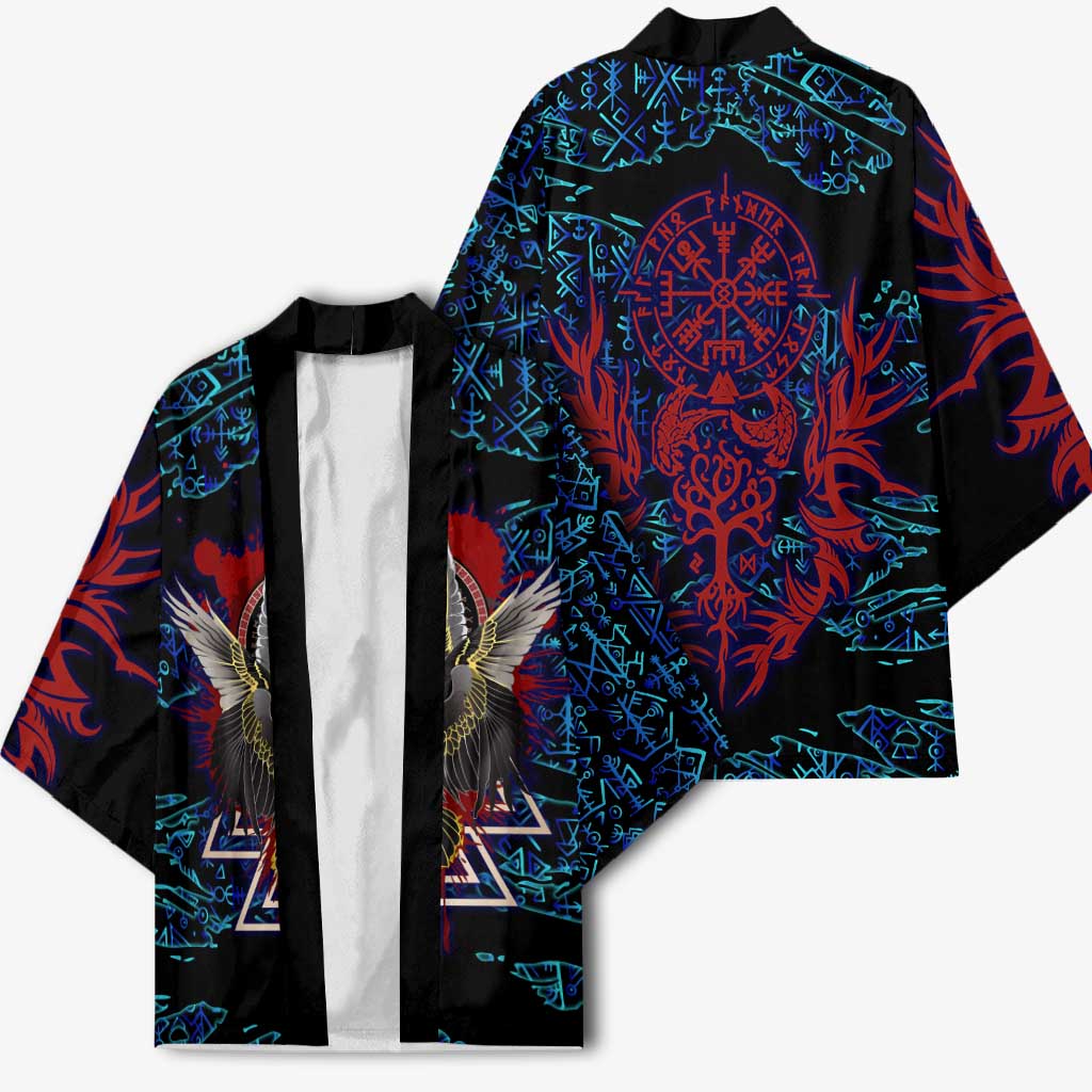 Odin Raven Viking Kimono with Valknut and Runes Norse Mythology and Magic Tribute - Wonder Print Shop