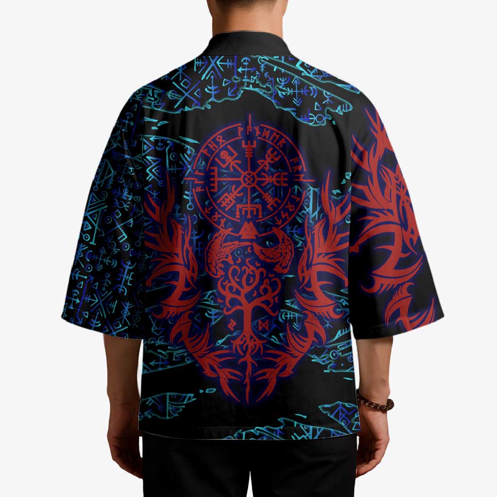 Odin Raven Viking Kimono with Valknut and Runes Norse Mythology and Magic Tribute - Wonder Print Shop