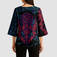 Odin Raven Viking Kimono Sleeve Blouse with Valknut and Runes Norse Mythology and Magic Tribute - Wonder Print Shop