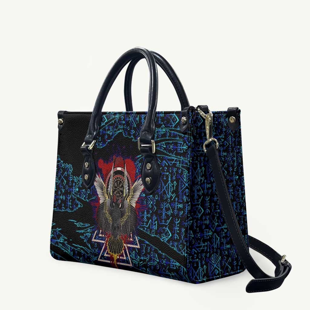 Odin Raven Viking Leather Bag with Valknut and Runes Norse Mythology and Magic Tribute - Wonder Print Shop