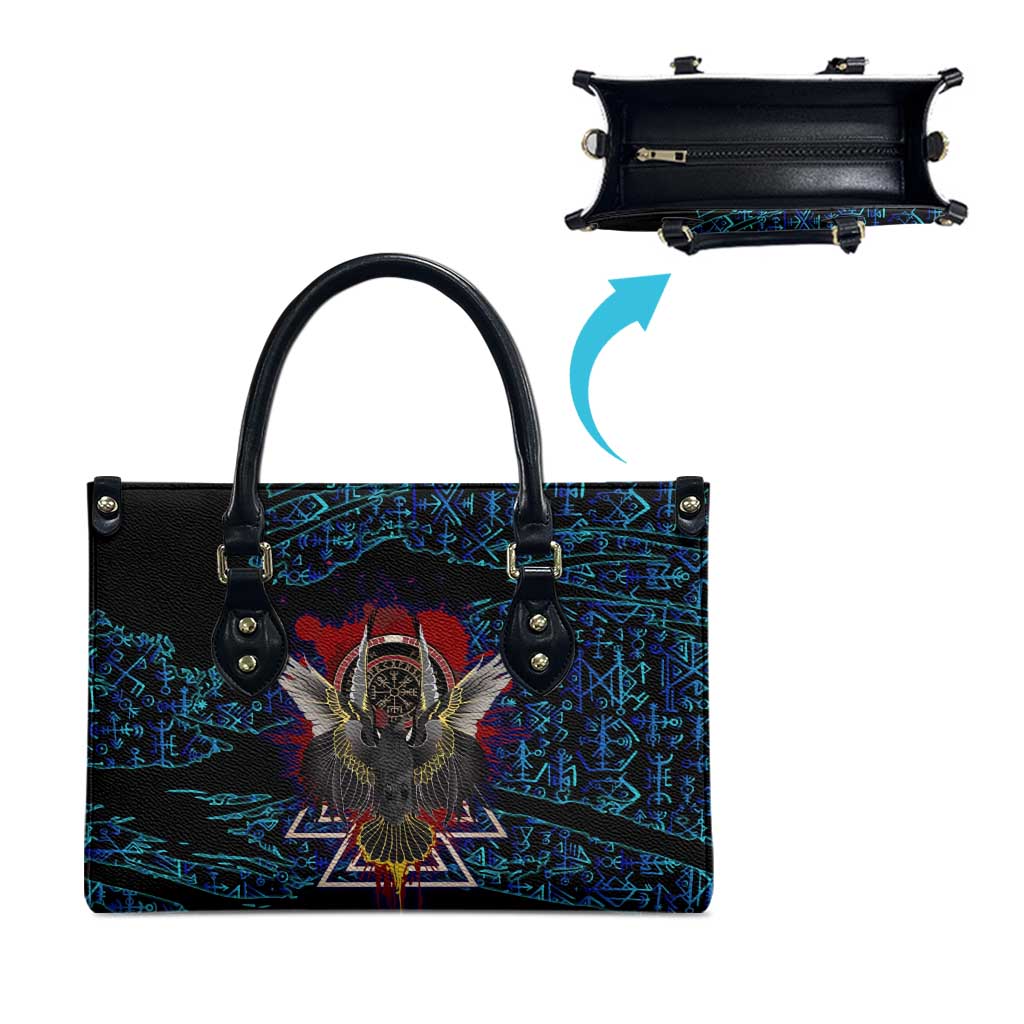 Odin Raven Viking Leather Bag with Valknut and Runes Norse Mythology and Magic Tribute - Wonder Print Shop