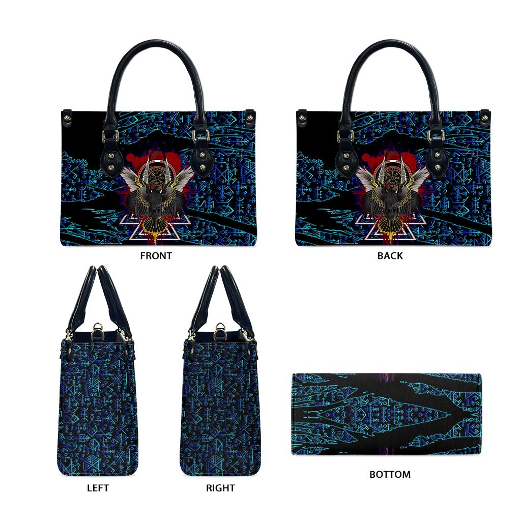 Odin Raven Viking Leather Bag with Valknut and Runes Norse Mythology and Magic Tribute - Wonder Print Shop