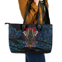 Odin Raven Viking Leather Tote Bag with Valknut and Runes Norse Mythology and Magic Tribute - Wonder Print Shop