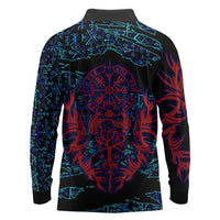 Odin Raven Viking Long Sleeve Polo Shirt with Valknut and Runes Norse Mythology and Magic Tribute - Wonder Print Shop