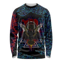 Odin Raven Viking Long Sleeve Shirt with Valknut and Runes Norse Mythology and Magic Tribute - Wonder Print Shop