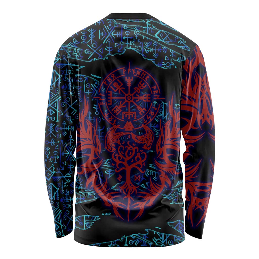 Odin Raven Viking Long Sleeve Shirt with Valknut and Runes Norse Mythology and Magic Tribute - Wonder Print Shop