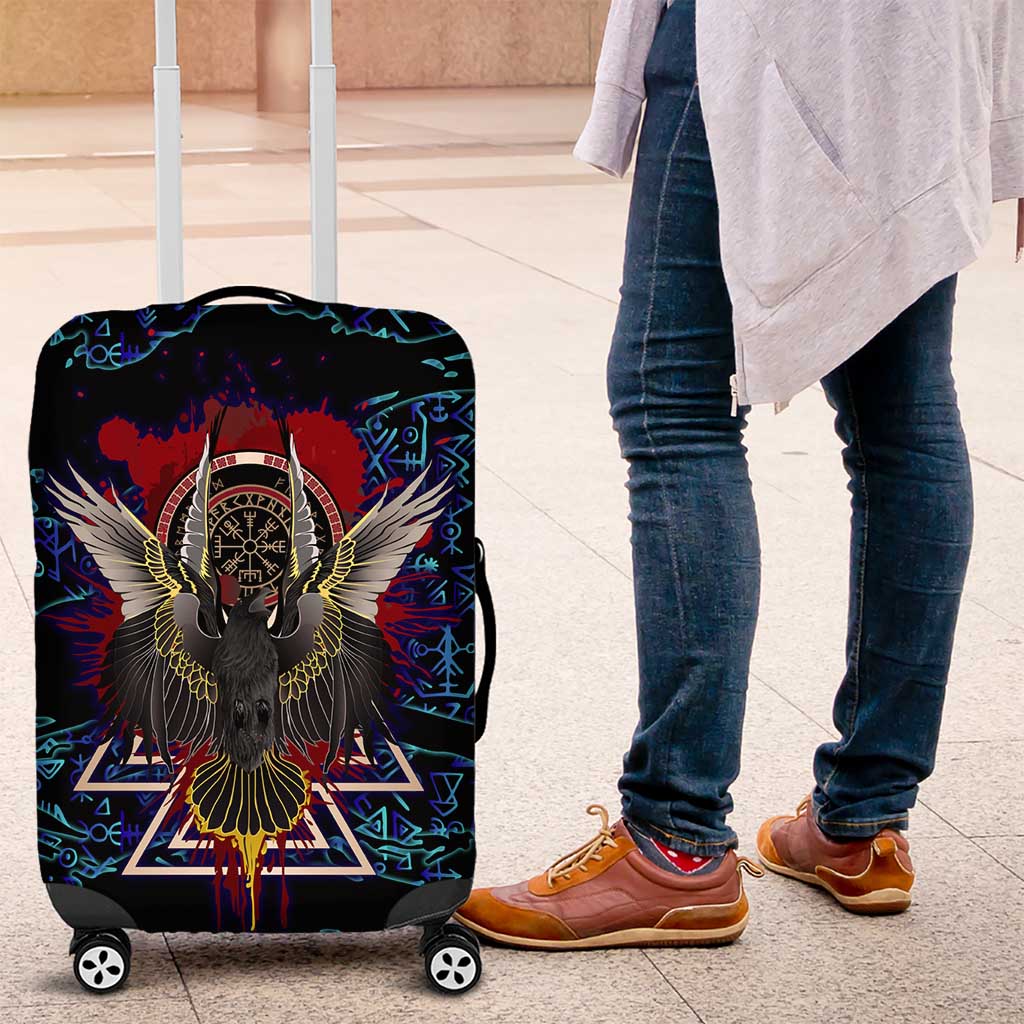 Odin Raven Viking Luggage Cover with Valknut and Runes Norse Mythology and Magic Tribute - Wonder Print Shop
