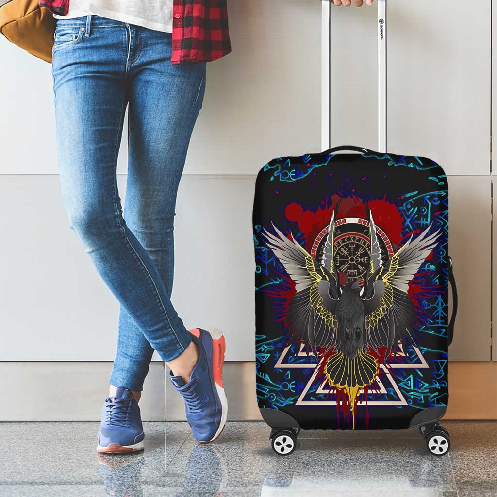 Odin Raven Viking Luggage Cover with Valknut and Runes Norse Mythology and Magic Tribute - Wonder Print Shop