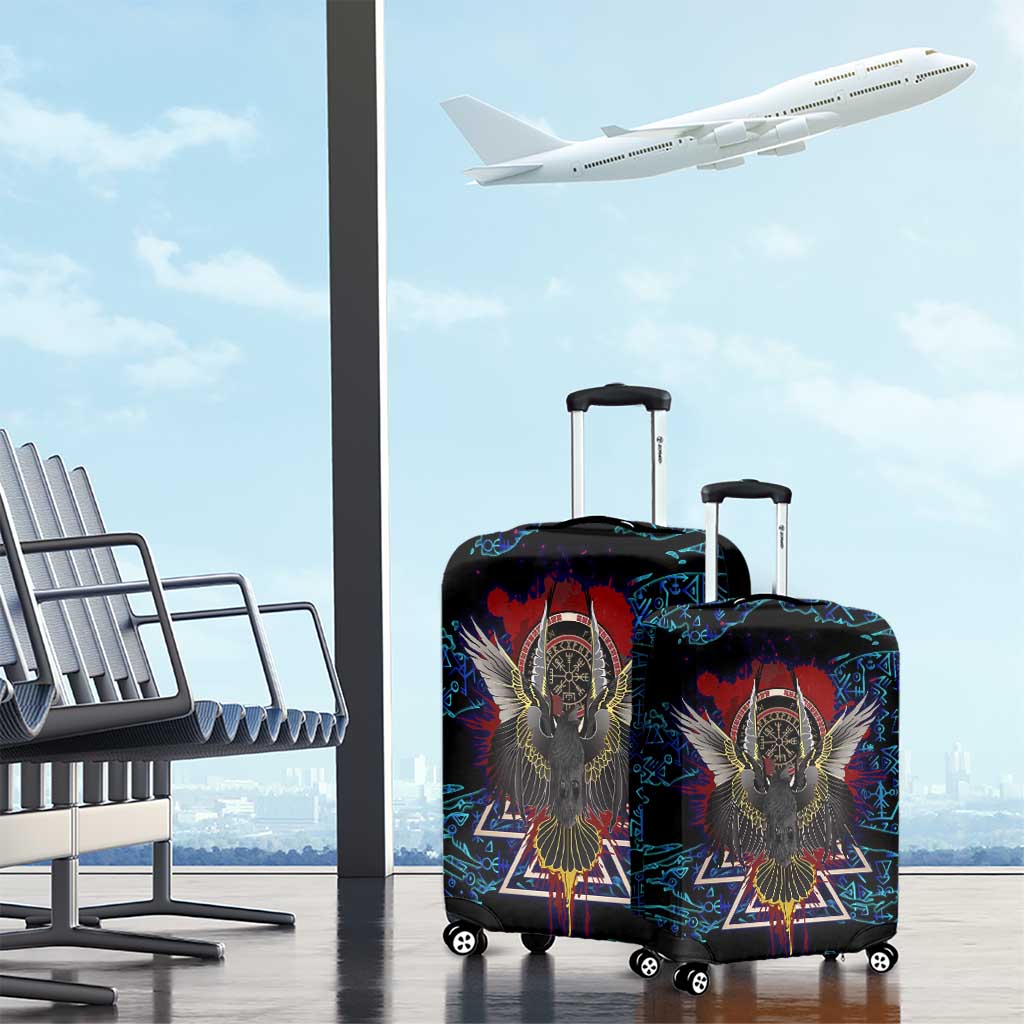 Odin Raven Viking Luggage Cover with Valknut and Runes Norse Mythology and Magic Tribute - Wonder Print Shop