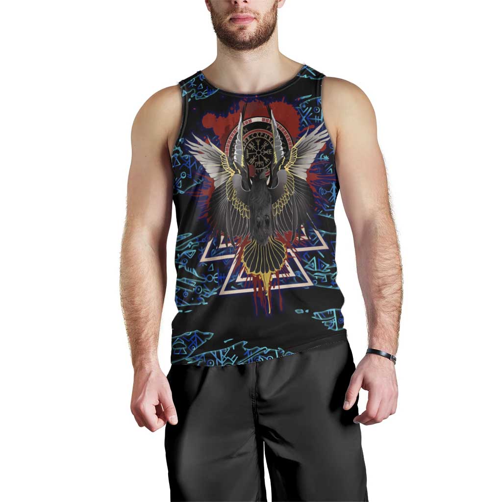 Odin Raven Viking Men Tank Top with Valknut and Runes Norse Mythology and Magic Tribute - Wonder Print Shop