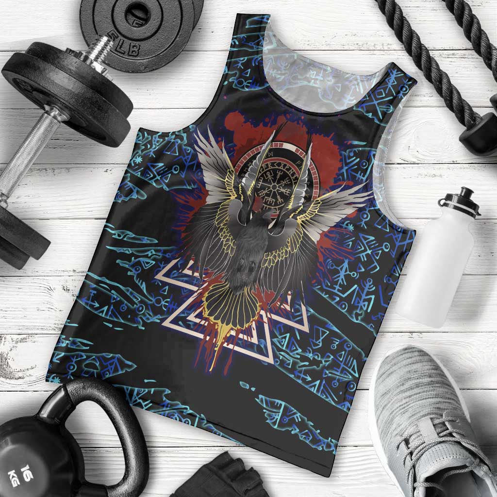 Odin Raven Viking Men Tank Top with Valknut and Runes Norse Mythology and Magic Tribute - Wonder Print Shop