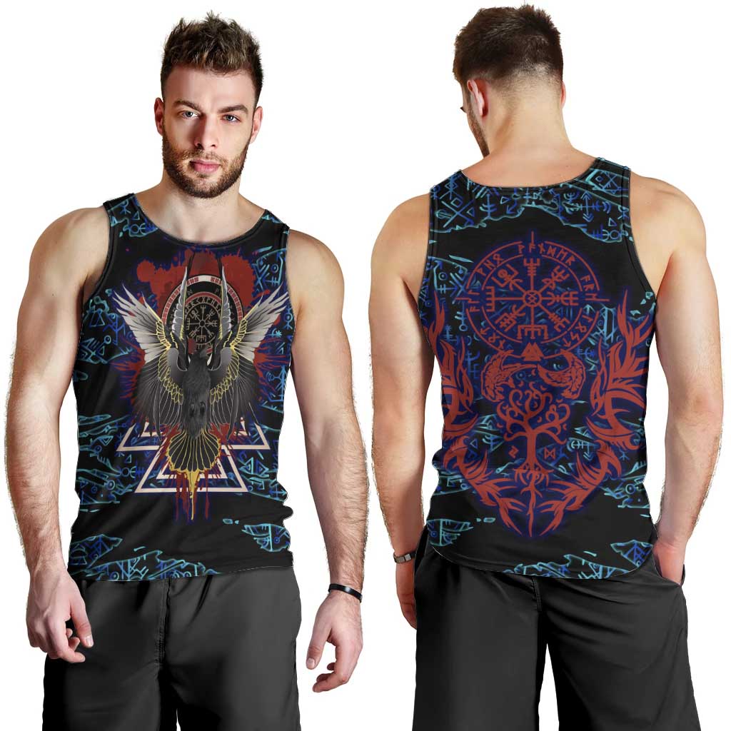 Odin Raven Viking Men Tank Top with Valknut and Runes Norse Mythology and Magic Tribute - Wonder Print Shop