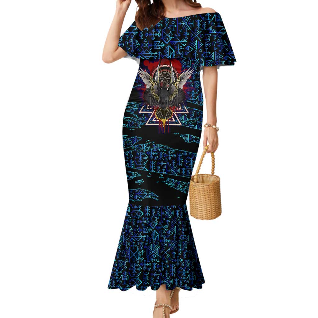 Odin Raven Viking Mermaid Dress with Valknut and Runes Norse Mythology and Magic Tribute - Wonder Print Shop