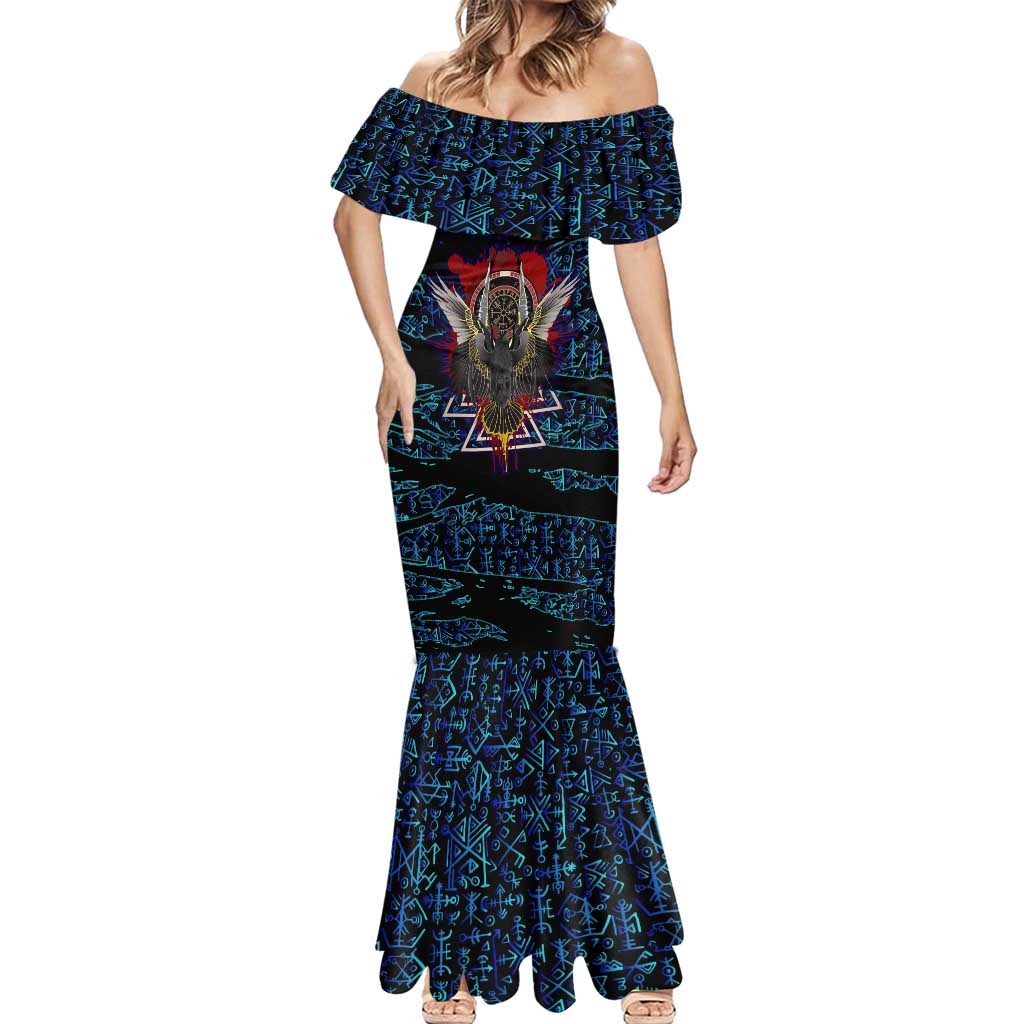 Odin Raven Viking Mermaid Dress with Valknut and Runes Norse Mythology and Magic Tribute - Wonder Print Shop