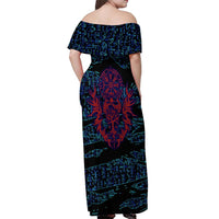 Odin Raven Viking Off Shoulder Maxi Dress with Valknut and Runes Norse Mythology and Magic Tribute - Wonder Print Shop