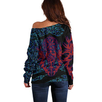 Odin Raven Viking Off Shoulder Sweater with Valknut and Runes Norse Mythology and Magic Tribute - Wonder Print Shop
