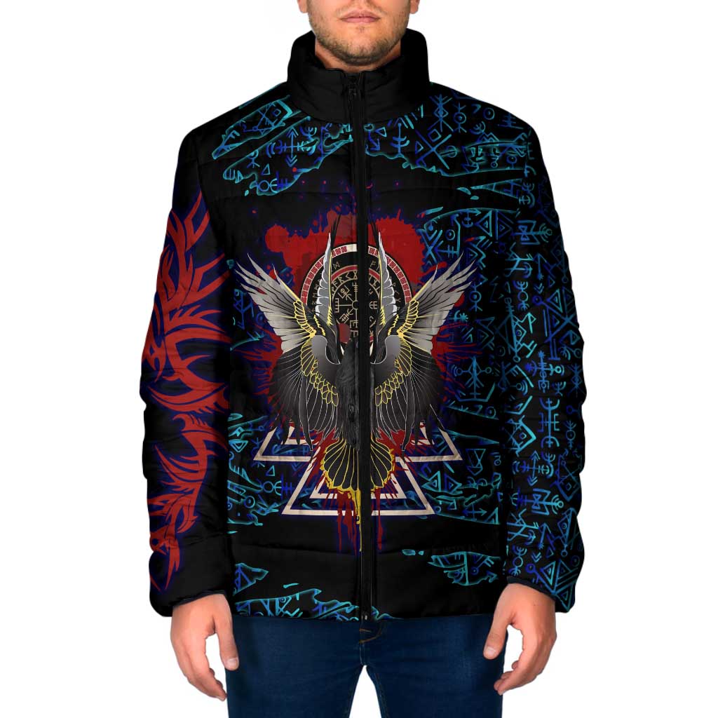 Odin Raven Viking Padded Jacket with Valknut and Runes Norse Mythology and Magic Tribute - Wonder Print Shop