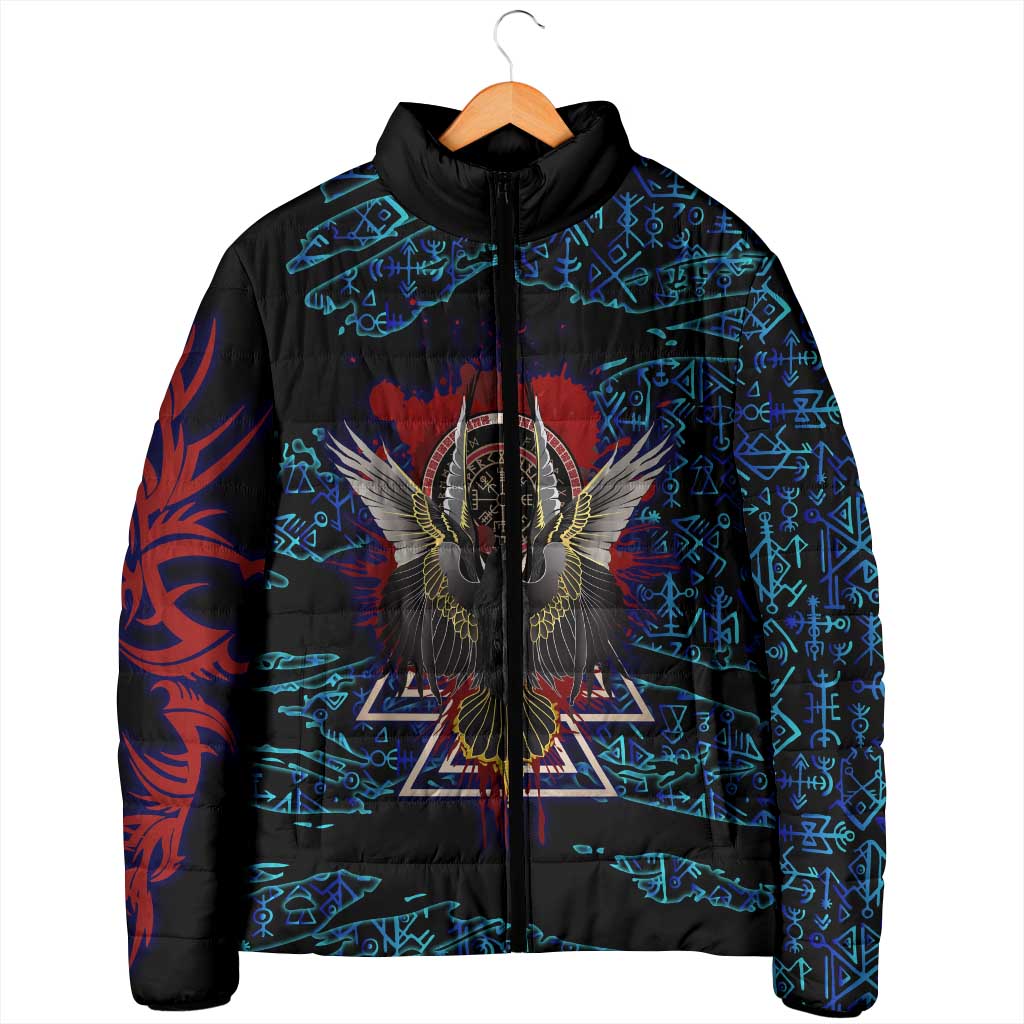 Odin Raven Viking Padded Jacket with Valknut and Runes Norse Mythology and Magic Tribute - Wonder Print Shop