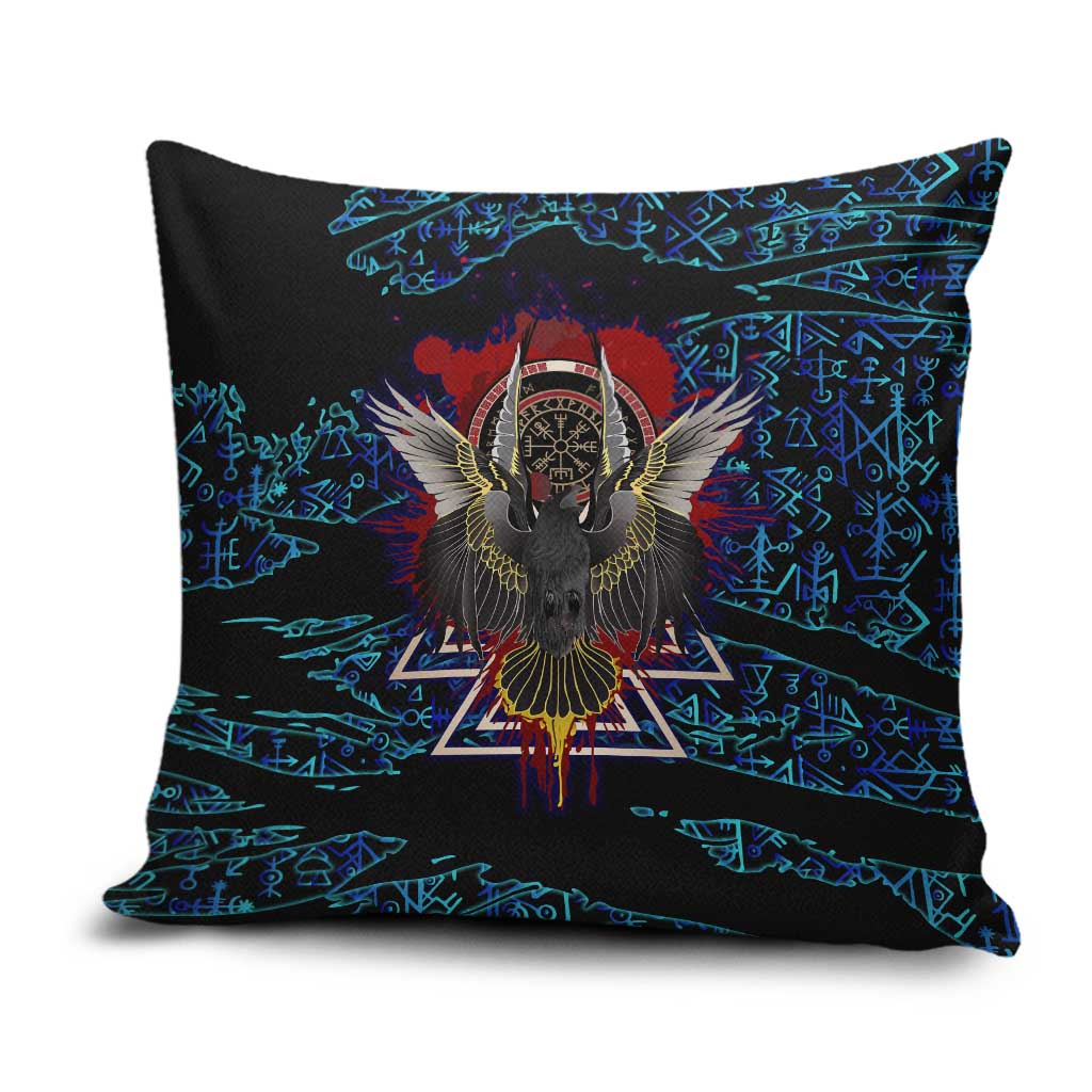 Odin Raven Viking Pillow Cover with Valknut and Runes Norse Mythology and Magic Tribute - Wonder Print Shop