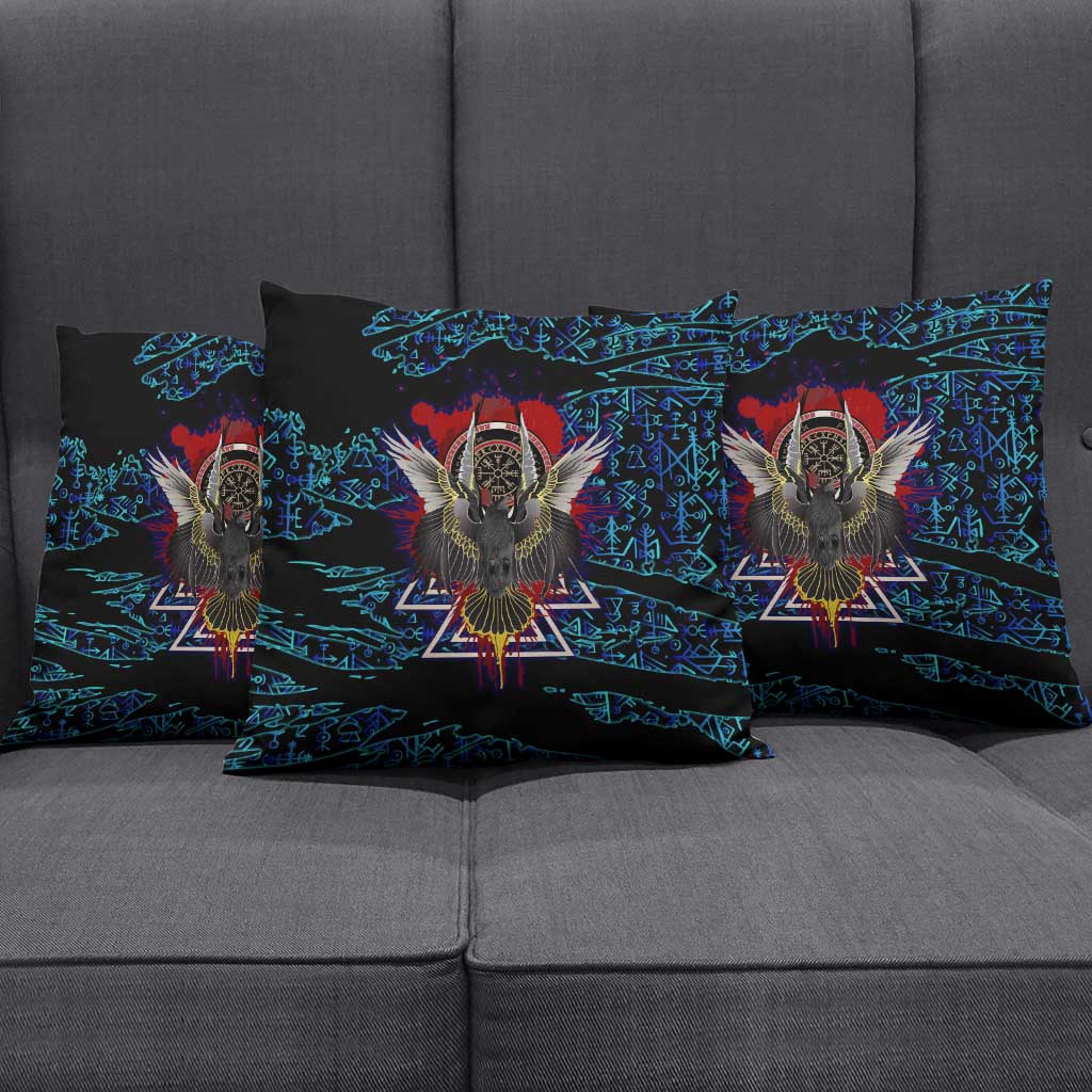 Odin Raven Viking Pillow Cover with Valknut and Runes Norse Mythology and Magic Tribute - Wonder Print Shop
