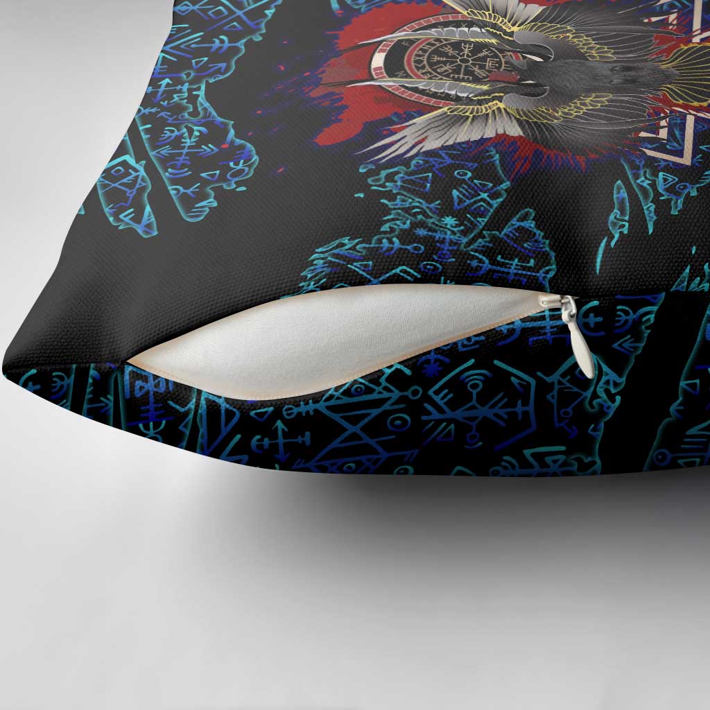 Odin Raven Viking Pillow Cover with Valknut and Runes Norse Mythology and Magic Tribute - Wonder Print Shop