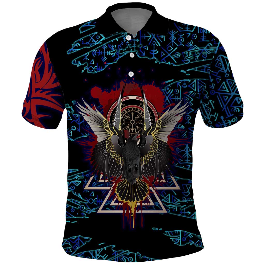Odin Raven Viking Polo Shirt with Valknut and Runes Norse Mythology and Magic Tribute - Wonder Print Shop