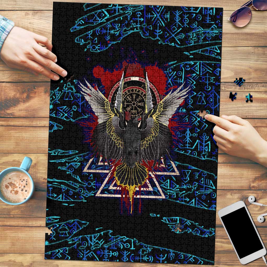 Odin Raven Viking Puzzle with Valknut and Runes Norse Mythology and Magic Tribute - Wonder Print Shop