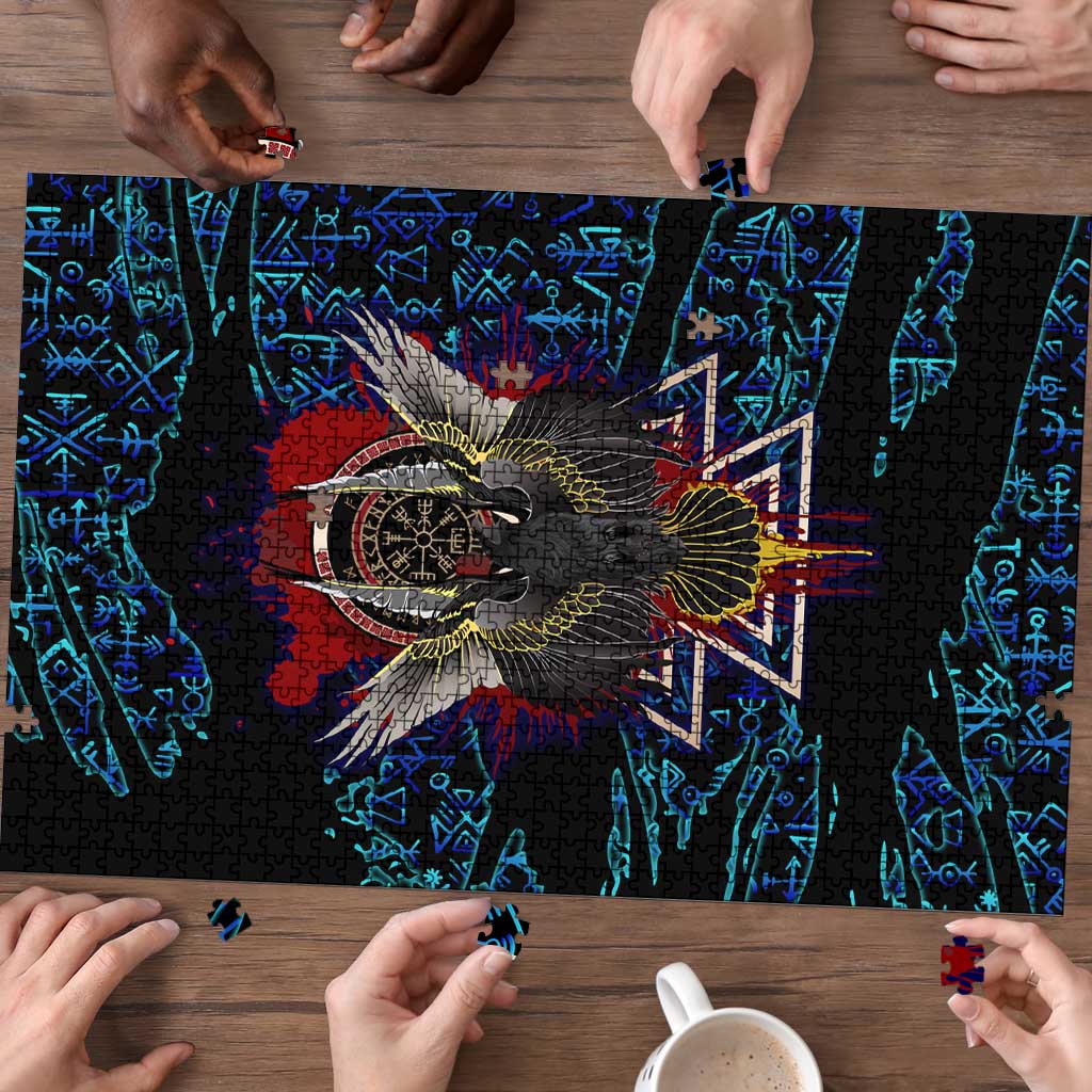 Odin Raven Viking Puzzle with Valknut and Runes Norse Mythology and Magic Tribute - Wonder Print Shop