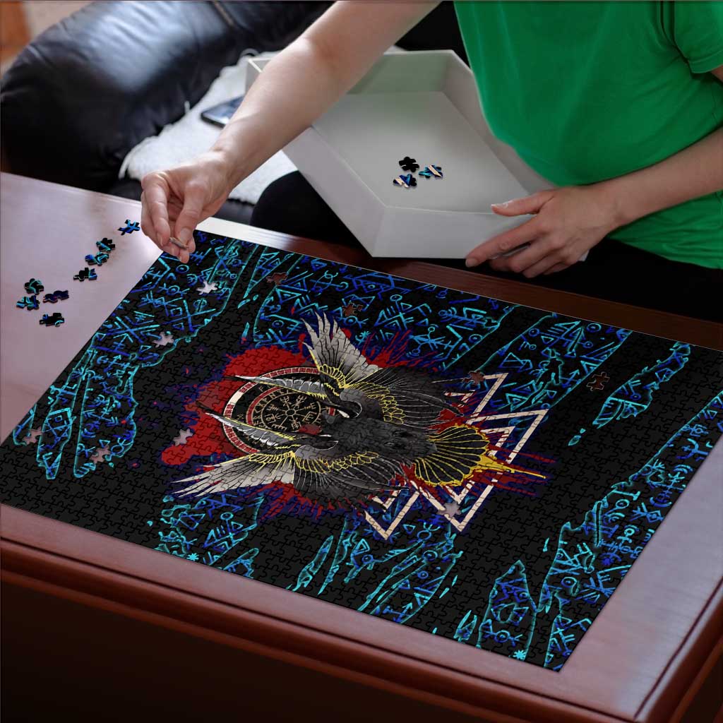 Odin Raven Viking Puzzle with Valknut and Runes Norse Mythology and Magic Tribute - Wonder Print Shop