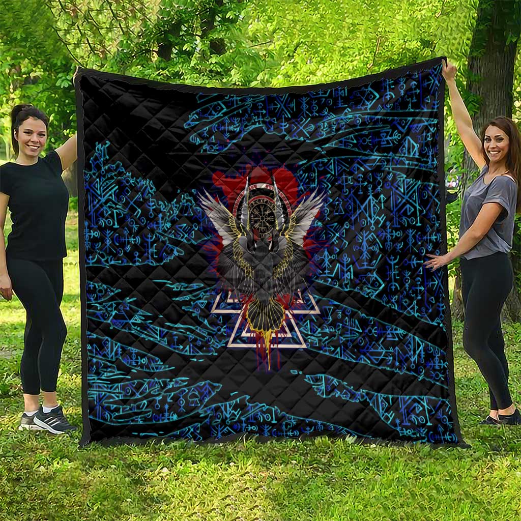 Odin Raven Viking Quilt with Valknut and Runes Norse Mythology and Magic Tribute - Wonder Print Shop