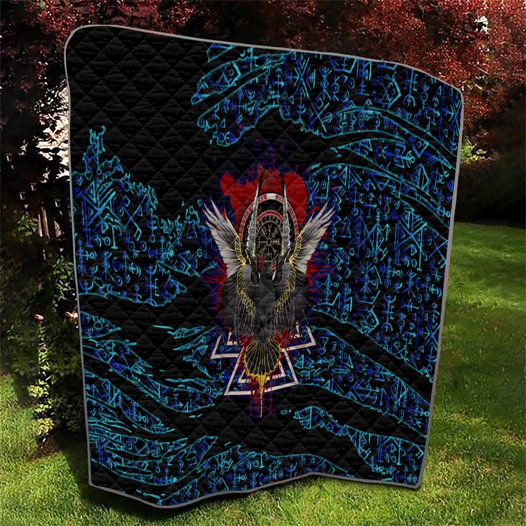 Odin Raven Viking Quilt with Valknut and Runes Norse Mythology and Magic Tribute - Wonder Print Shop