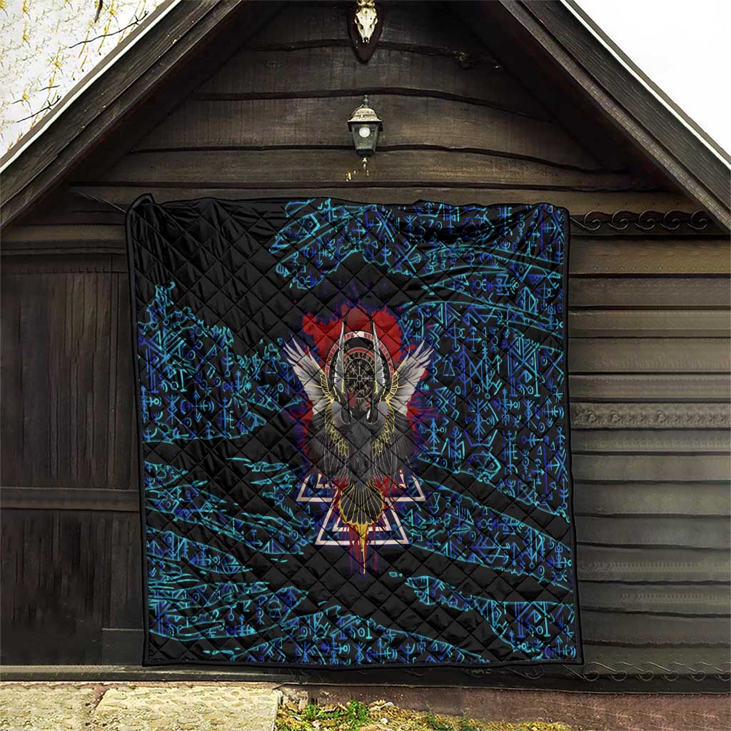 Odin Raven Viking Quilt with Valknut and Runes Norse Mythology and Magic Tribute - Wonder Print Shop