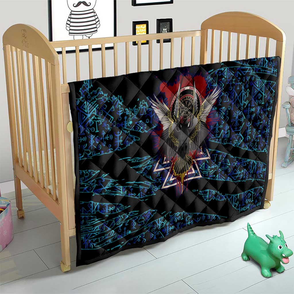 Odin Raven Viking Quilt with Valknut and Runes Norse Mythology and Magic Tribute - Wonder Print Shop