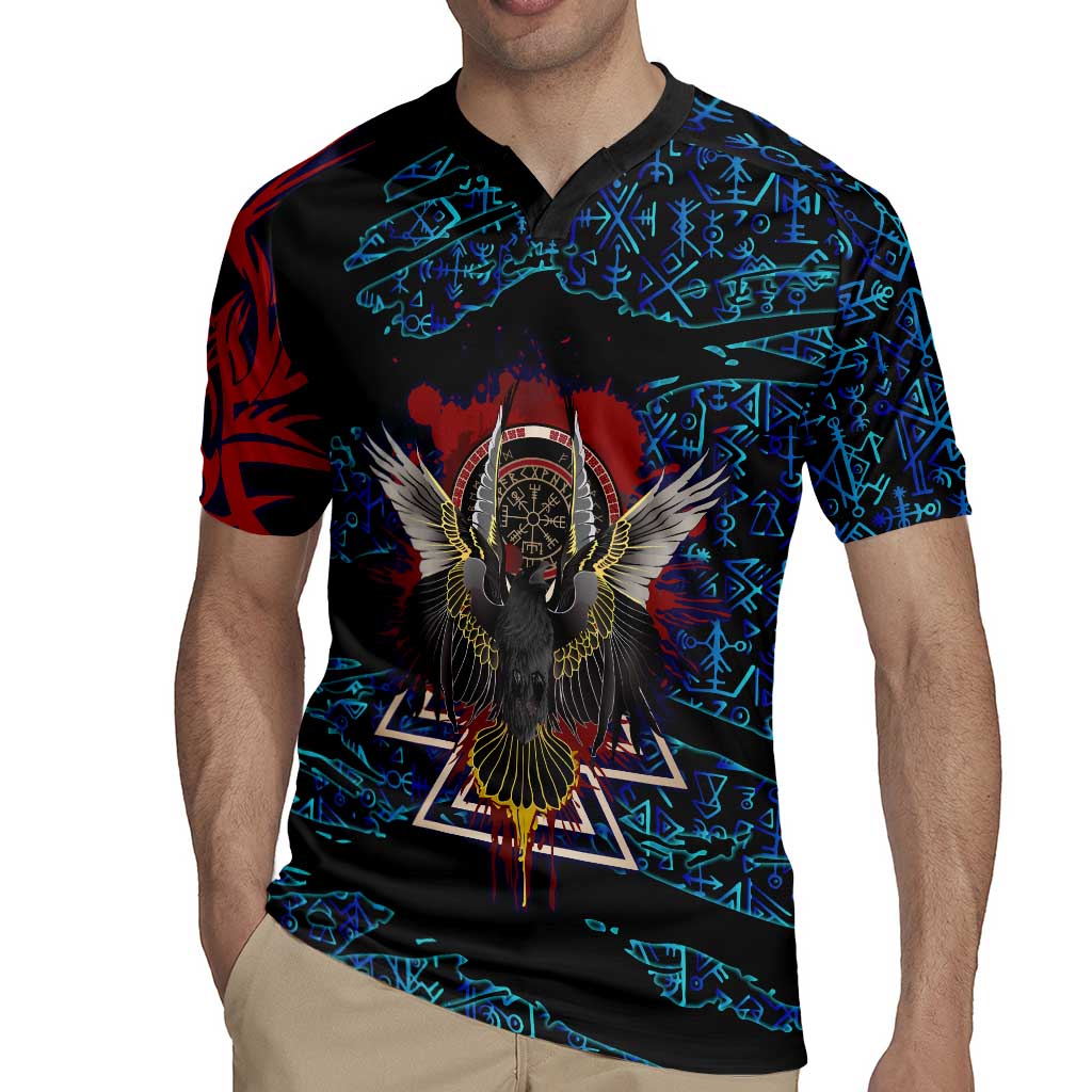 Odin Raven Viking Rugby Jersey with Valknut and Runes Norse Mythology and Magic Tribute - Wonder Print Shop