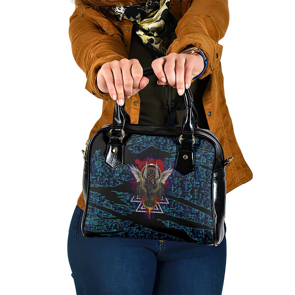 Odin Raven Viking Shoulder Handbag with Valknut and Runes Norse Mythology and Magic Tribute - Wonder Print Shop