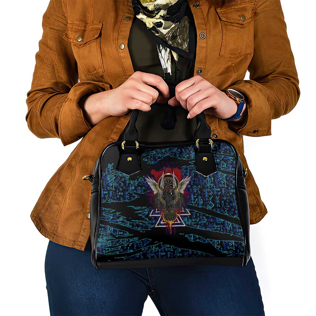 Odin Raven Viking Shoulder Handbag with Valknut and Runes Norse Mythology and Magic Tribute - Wonder Print Shop