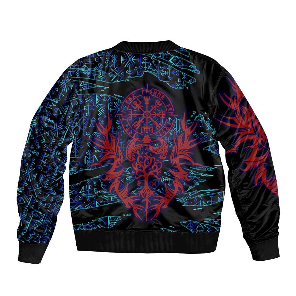 Odin Raven Viking Sleeve Zip Bomber Jacket with Valknut and Runes Norse Mythology and Magic Tribute - Wonder Print Shop