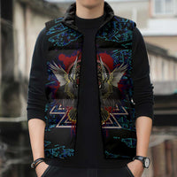 Odin Raven Viking Sleeveless Puffer Jacket with Valknut and Runes Norse Mythology and Magic Tribute - Wonder Print Shop