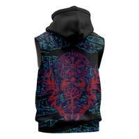 Odin Raven Viking Sleeveless Zip Hoodie with Valknut and Runes Norse Mythology and Magic Tribute - Wonder Print Shop