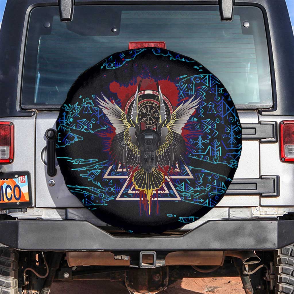 Odin Raven Viking Spare Tire Cover with Valknut and Runes Norse Mythology and Magic Tribute - Wonder Print Shop