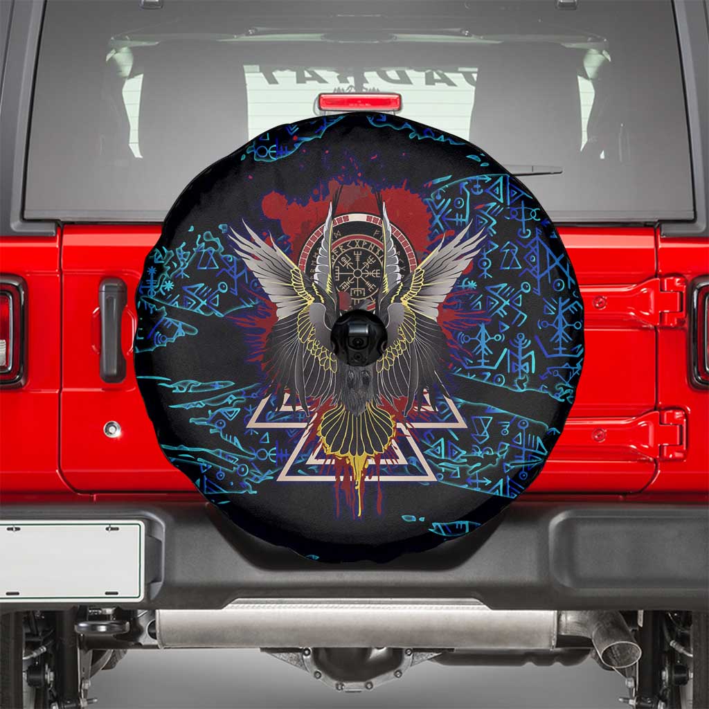 Odin Raven Viking Spare Tire Cover with Valknut and Runes Norse Mythology and Magic Tribute - Wonder Print Shop